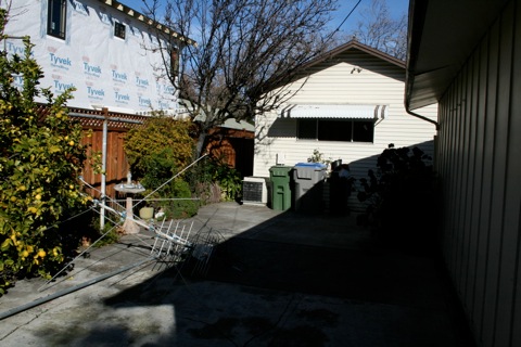 Looking from back yard to house