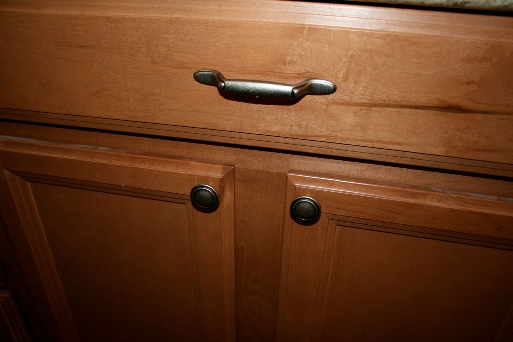 New handles on the cabinets