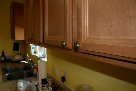 New handles on the cabinets