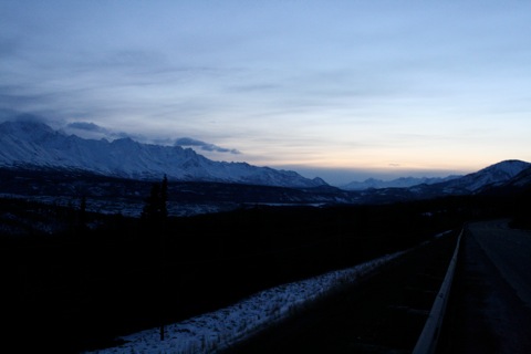 Sunset along highway