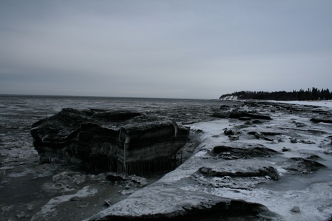 Ice on rocks