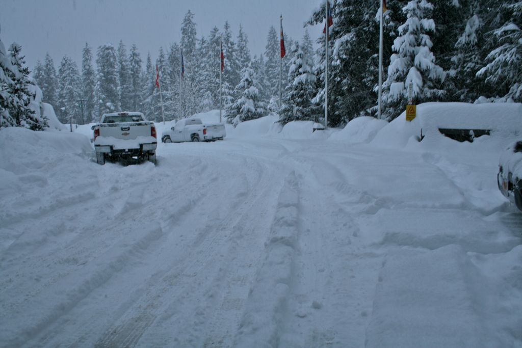 Parking lot of our hotel after it snowed