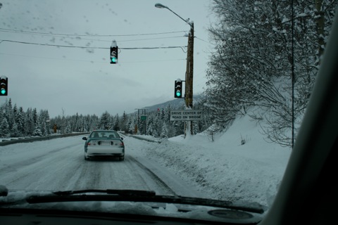 Drive center of road on bridge