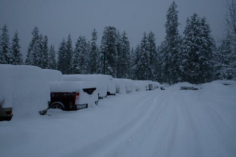 Parking lot of our hotel after it snowed