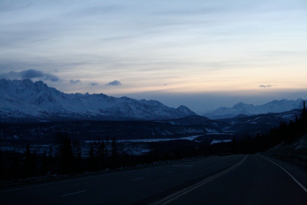 Sunset along highway