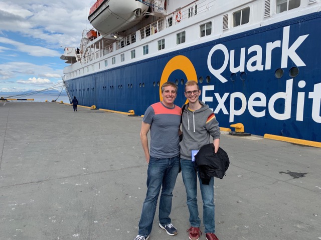 Myke and James in front of the ship