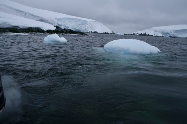 Slight view of the iceberg underwater