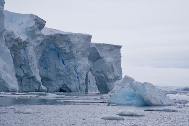 Huge ice shelves on land
