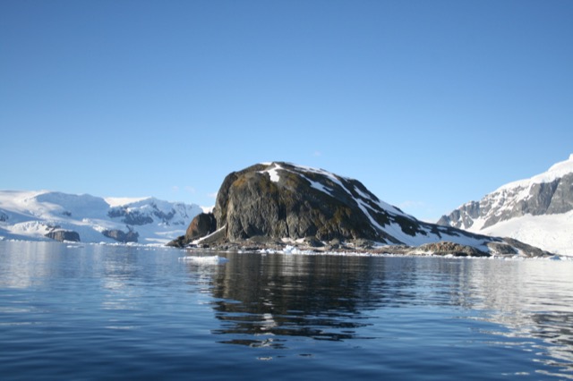 Cuverville Island with the mainland behind on the left