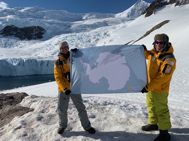 James and Myke with the Antarctic Flag
