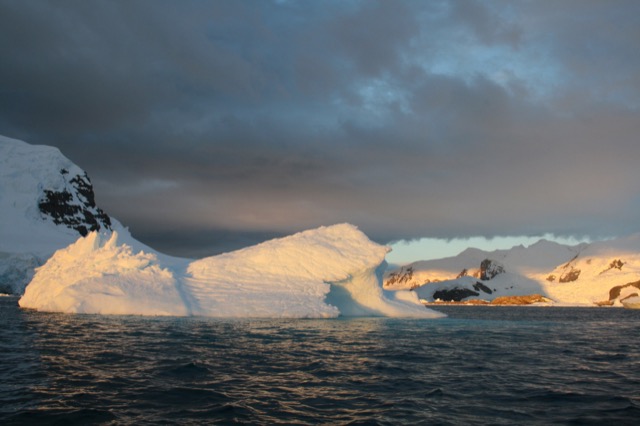 Magic hour light on an iceberg