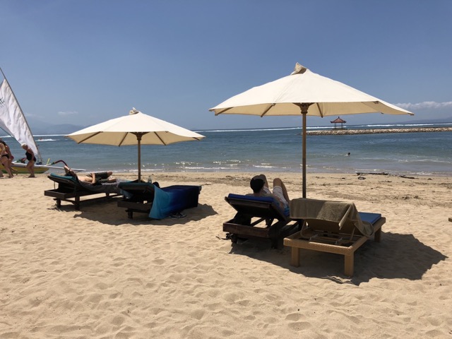 Our lounge chairs on the beach