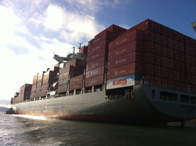 Aft of the Bay Bridge Container Ship