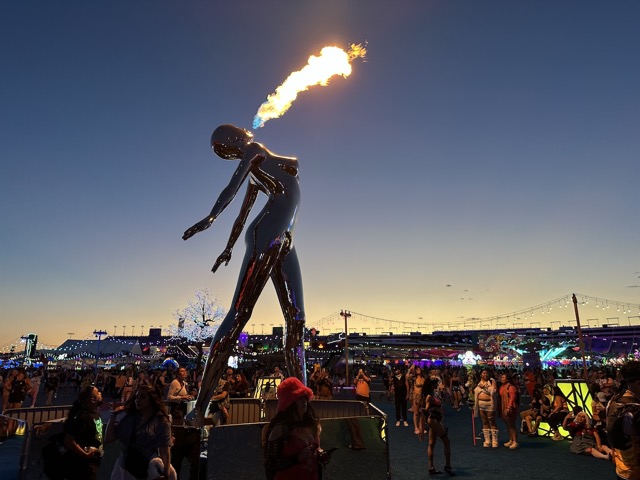 Fire-breathing sculpture