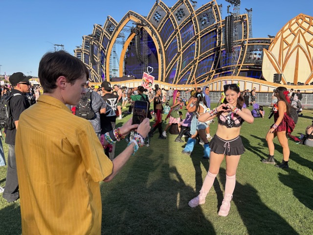 Harris taking a picture of Reiley at Cosmic Meadow