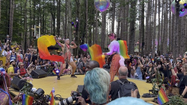 The audience got up on stage to dance