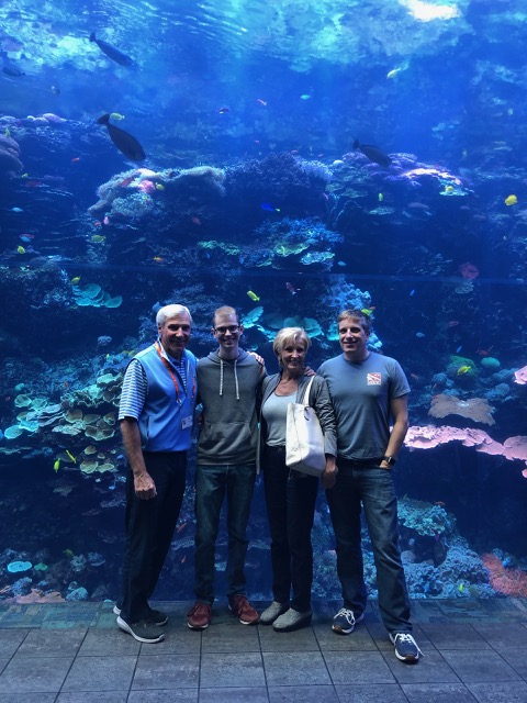 My parents and us at the Aquarium
