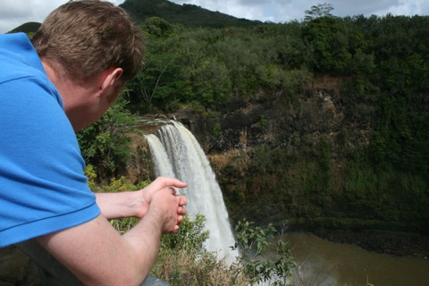 Rob looking at the waterfall