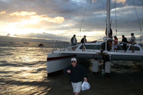 Sunset with the catamaran