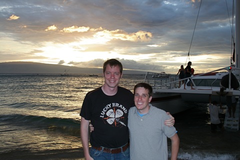 Rob and Myke in front of the sailboat