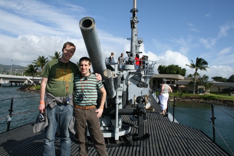 Rob and Myke on the USS Bowfin submarine