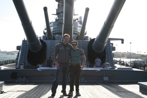 Rob and Myke on the USS Missouri battleship