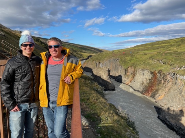 James and Myke at the Stuðlagil Canyon