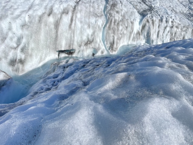 Glacial run-off forming a new crevasse