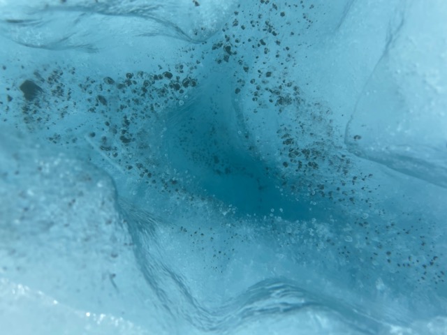 Looking down into an ice hole