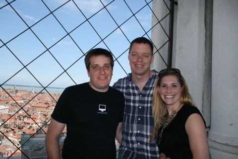 Myke, Rob, and Kelly, atop the bell tower