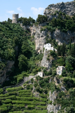 Looking up the cliffs around the Ravello area