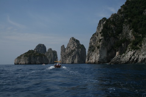 Approaching the signature 3 rocks off the coast of Capri