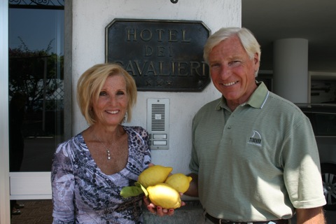 Mom and Dad with their gift of lemons
