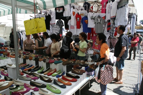 Outdoor market also sold shoes and clothes