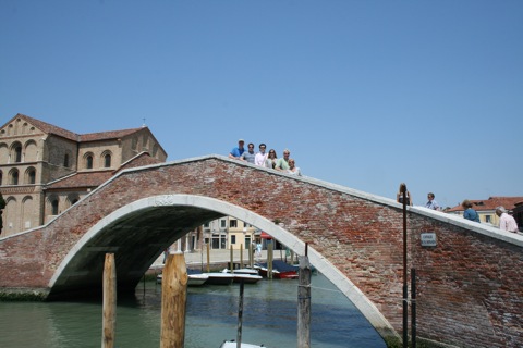 The group on a bridge in Murano