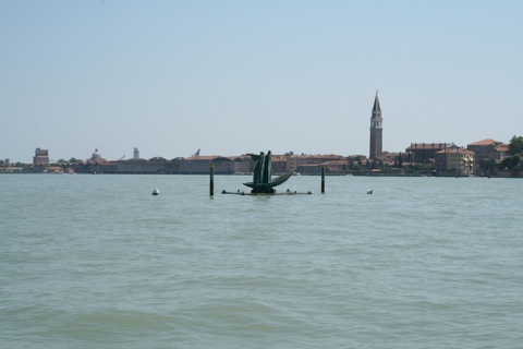 Outside of the city, on the boat ride back to Venice, there was a sculpture in the middle