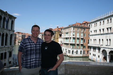 Rob and Myke on the Rialto Bridge