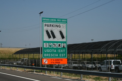 Parking sign along the highway