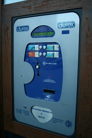 Durex condom machine in the middle of town