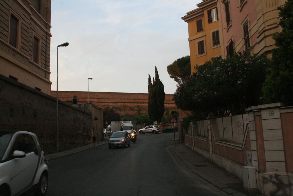 Approaching the wall of the vatican