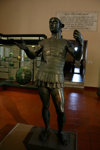 Bronze statue of a warrior, Marte of Todi.  Nearly life-sized.
