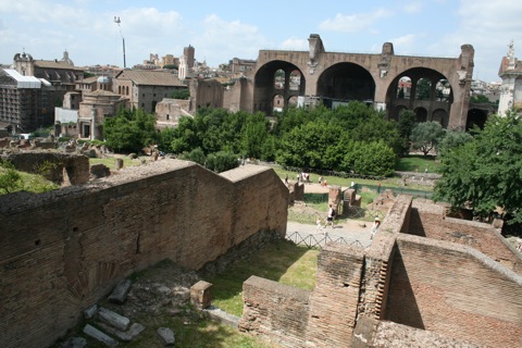 Looking out to the Basilica of Maxentius