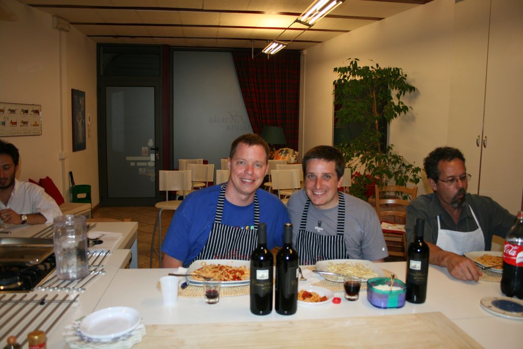 Rob and Myke, eating pasta