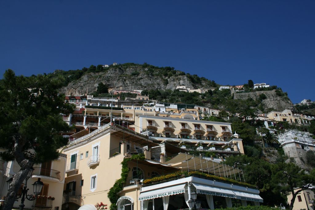 Looking up the cliffs from Postiano