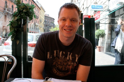 Rob in a little cafe we ate at for lunch