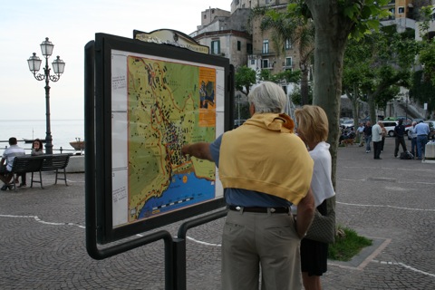 Dad and Mom trying to figure out the map