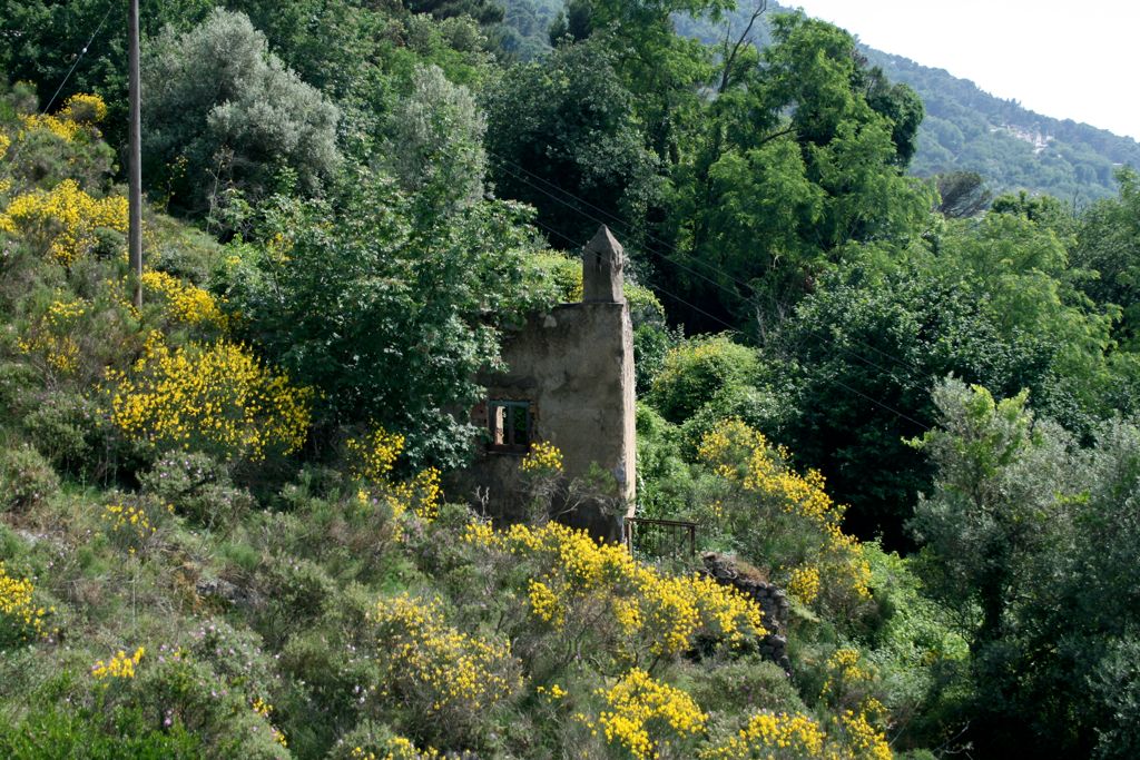 Interesting part of a building on the side of the hill