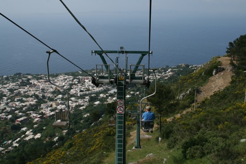 Chair lift going down