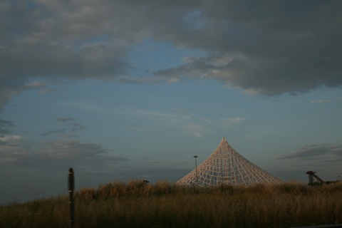 Strange sculpture on the side of the road