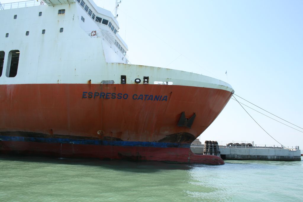 Side of container ship